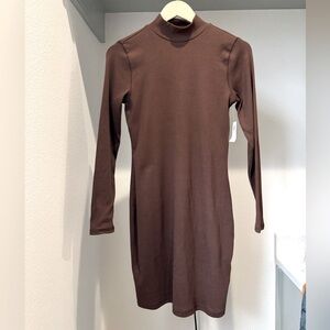 NWT Old Navy Brown Long Sleeve Dress, Size S